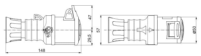 Gewiss GW62001H 2P+E 16A 100-130V, 4H Straight Connector