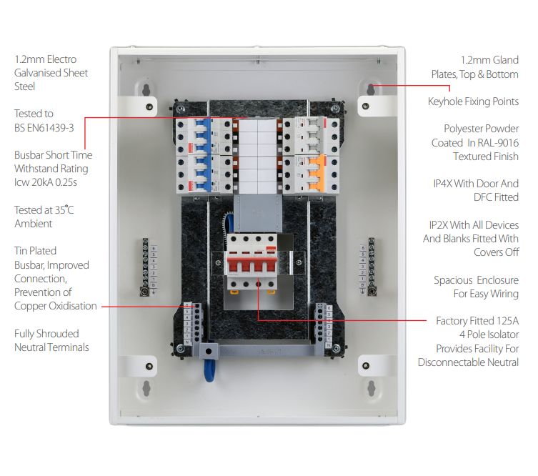 Iso Board R V Contactum Type B Distribution Board 16 TP Ways Provision for Iso- Boar