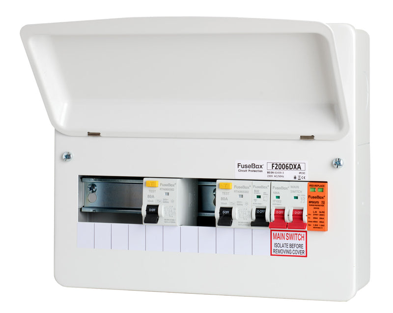 Fusebox F2006DXA 6 Way Type A Dual RCD Consumer Unit w- T2 SPD