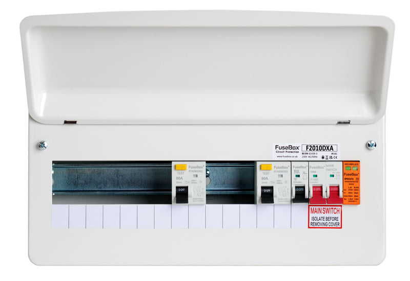 Fusebox F2010DXA 10 Way Type A Dual RCD Consumer Unit w- T2 SPD