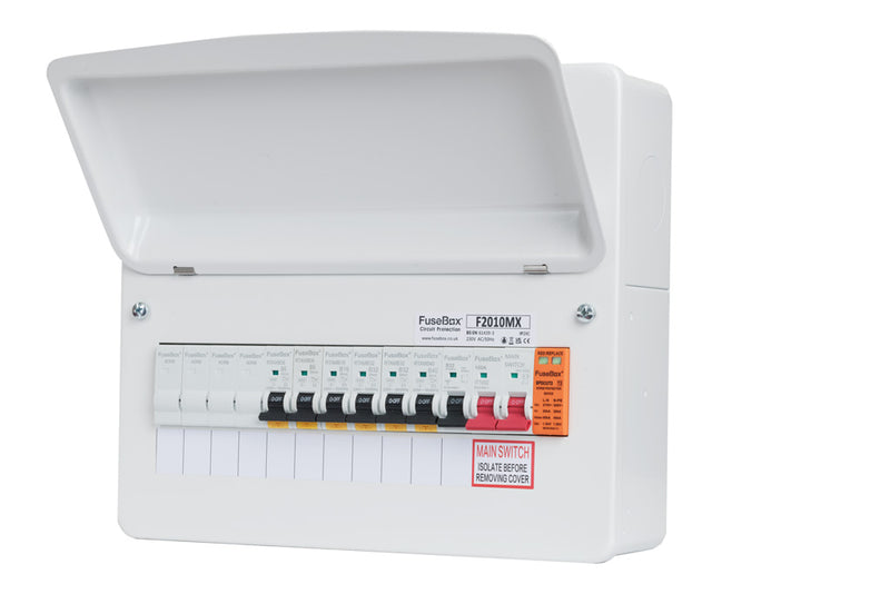 Fusebox F2010MX 10-way Consumer Unit with 100A Isolator + T2 SPD & Tail Clamp