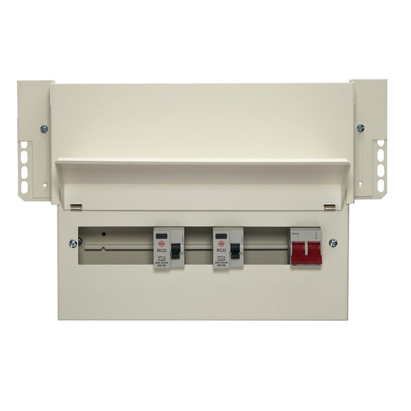 wylex F43NMISS10SLM 10 Way Dual RCD Meter Cabinet Consumer Unit 100A Main Switch, 80A 30mA RCDs, Flexible Configuration