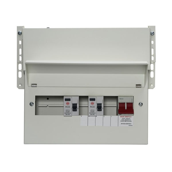 wylex FALNMISS7SLMA 7 Way Dual RCD Meter Cabinet Consumer Unit 100A Main Switch, 80A 30mA RCDs, Flexible Configuration