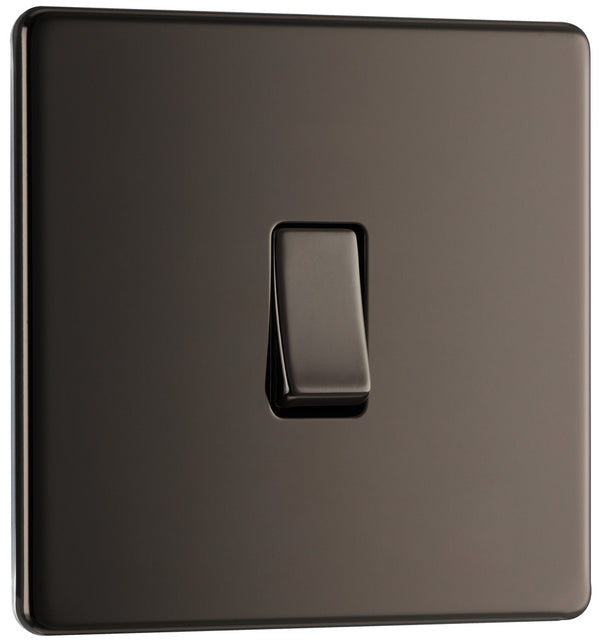 BG FBN12 Screwless Flatplate Black Nickel Single Switch, 10Ax 2 Way