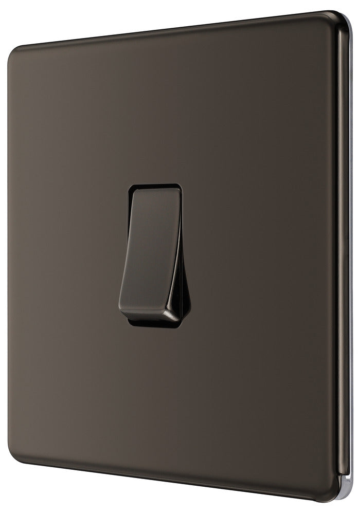 BG FBN12 Screwless Flatplate Black Nickel Single Switch, 10Ax 2 Way