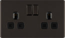 BG FBN22B Screwless Flatplate Black Nickel Double Switched 13A Power Socket