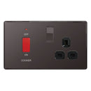 BG FBN70B Screwless Flatplate Black Nickel 45A Cook. Control Unit w- Swi. 13A Power Skt. + Neon