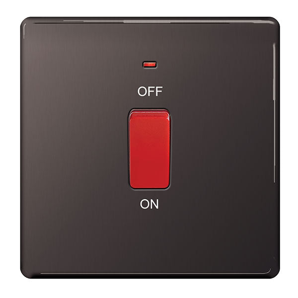 BG FBN74 Screwless Flatplate Black Nickel 45A Square Cooker Control Un