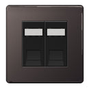 BG FBNRJ452 Screwless Flatplate Black Nickel 2 Gang RJ45 Socket with ID Window