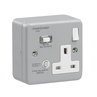 Greenbrook K21MPAPN-C RCD SINGLE SWITCHED SOCKET METALCLAD PASSIVE 30mA