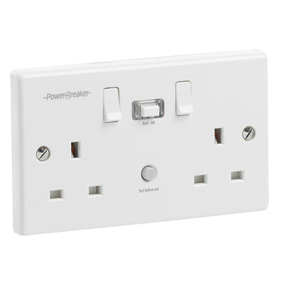 Greenbrook K22WPAPN-C RCD TWIN SWITCHED SOCKET WHITE PASSIVE 30mA