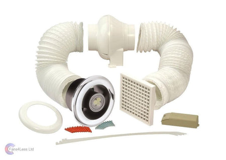 Manrose LEDSLCFDTCN -100mm centrifugal in-line fan kit -warm white LED -timer