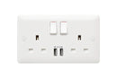 MK Base 13A 2G SP Switched Socket with USB Port (MB24345WHI)