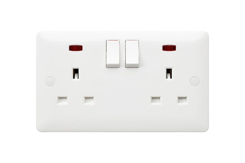 MK Base 13A 2G SP Switched Socket with Neon (MB2647WHI)