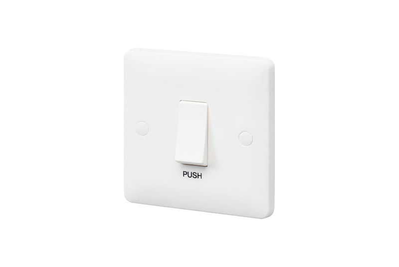 MK Base 10A 1G Push Switch - Small Rocker - Push (MB4868WHI)