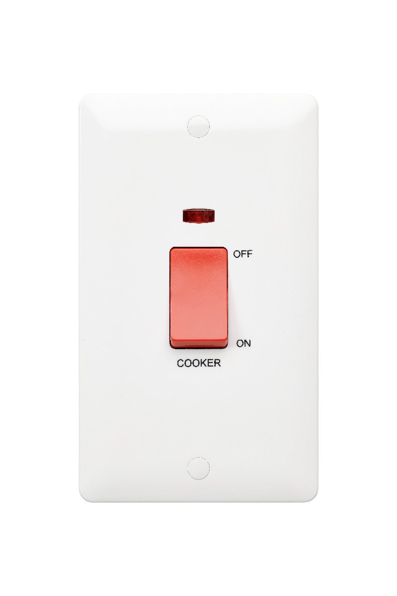 MK Base 45A 2G DP Switch with Neon - Cooker (MB5215NCWHI)