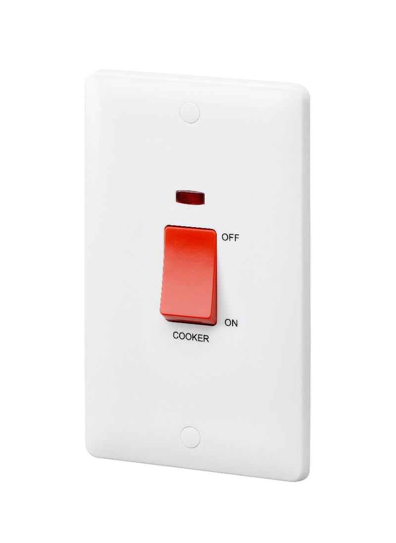 MK Base 45A 2G DP Switch with Neon - Cooker (MB5215NCWHI)