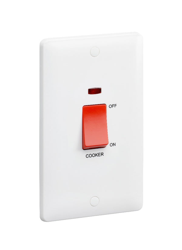 MK Base 45A 2G DP Switch with Neon - Cooker (MB5215NCWHI)