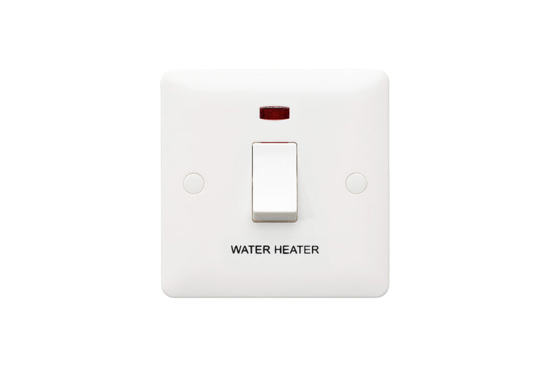 MK Base 20AX 1G DP Switch with Neon - Water Heater (MB8423WHWHI)