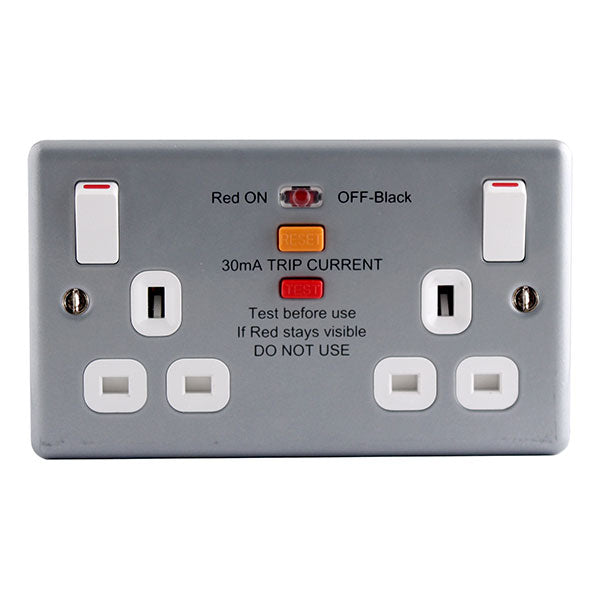 BG MC522RCD Metal Clad 13A Double Switched, RCD Socket
