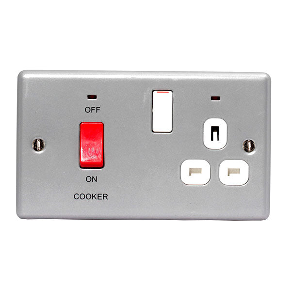 BG MC570 Metal Clad 45A Cooker Switch w- 13A Socket & Neon DP