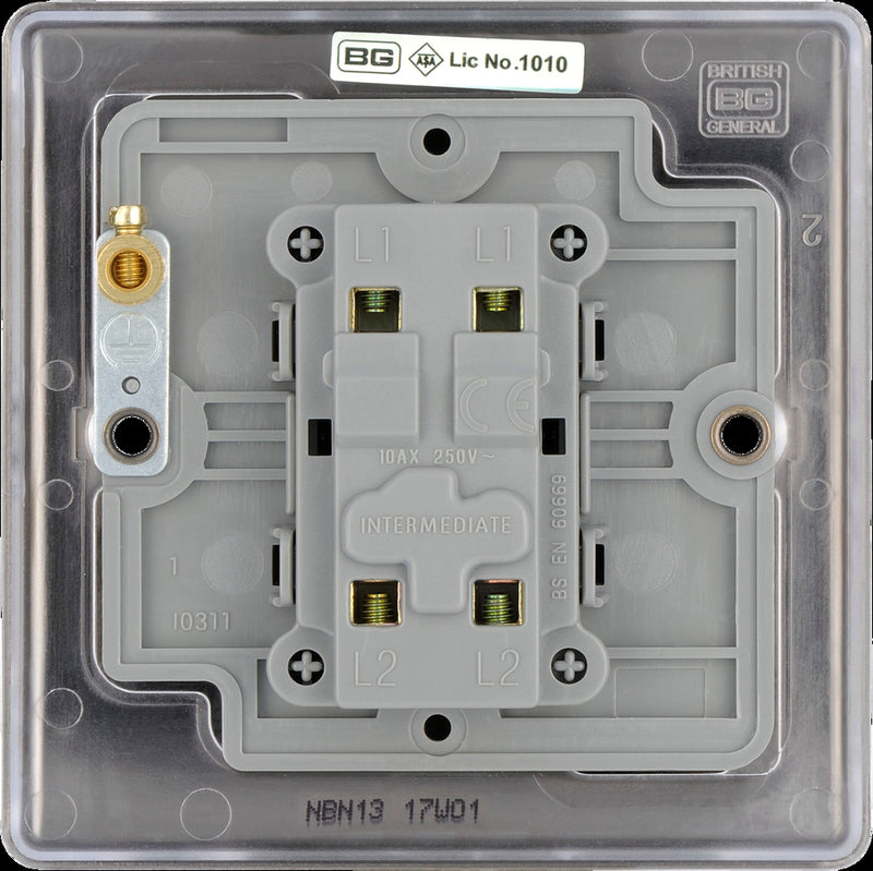 BG NBN13 Nexus Metal Black Nickel Intermediate Switch, 10Ax 2 Way