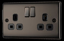 BG NBN22B Nexus Metal Black Nickel Double Switched 13A Power Socket