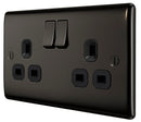 BG NBN22B Nexus Metal Black Nickel Double Switched 13A Power Socket