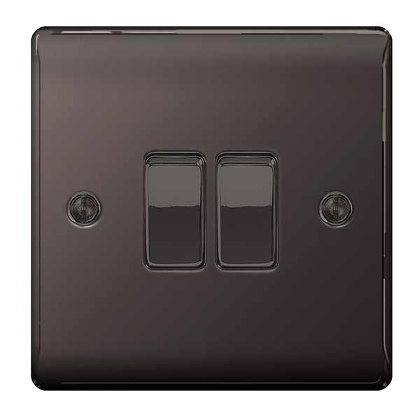 BG NBN42 Nexus Metal Black Nickel Double Switch, 10Ax 2 Way
