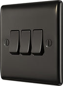 BG NBN43 Nexus Metal Black Nickel Triple Switch, 10Ax 2 Way