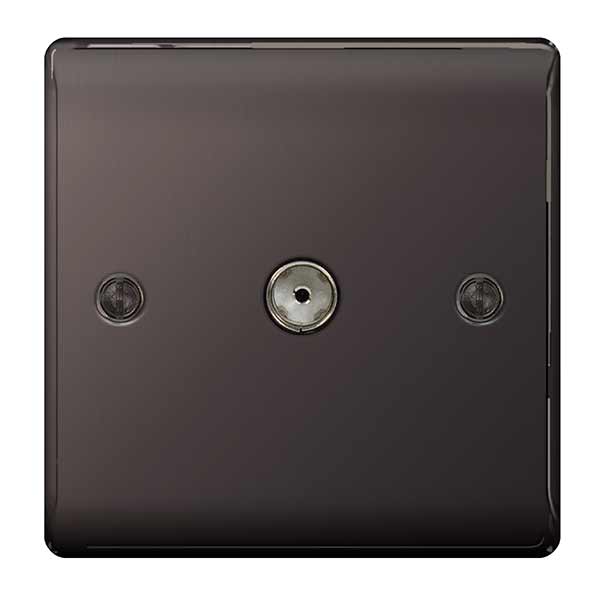 BG NBN60 Nexus Metal Black Nickel Single Socket for Tv or FM Co-Axial