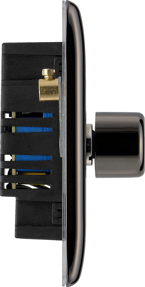BG NBN82 Nexus Metal Black Nickel Intelligent 400W Double Dimmer Switch, 2-Way Push On-Off