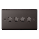 BG FBN84 Screwless Flatplate Black Nickel Intelligent  400W 4-Gang Dimmer Switch, 2-Way Push On-Off
