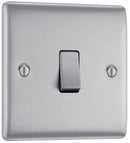BG NBS12 Nexus Metal Brushed Steel Single Switch, 20A x 2 Way