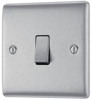 BG NBS12 Nexus Metal Brushed Steel Single Switch, 20A x 2 Way