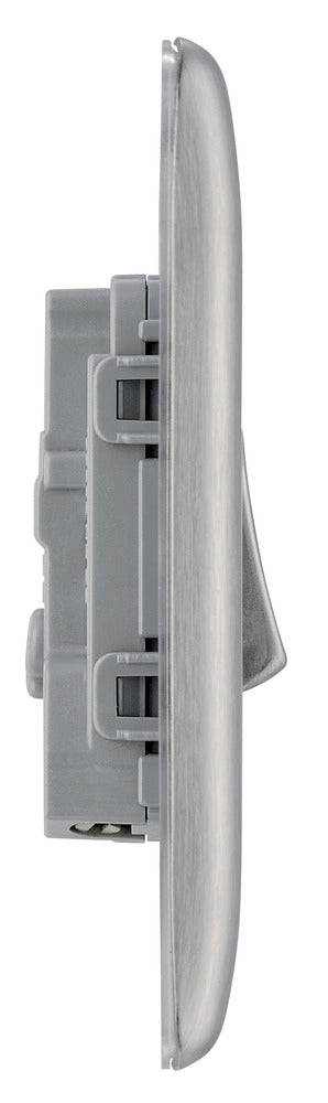 BG NBS12 Nexus Metal Brushed Steel Single Switch, 10A x 2 Way