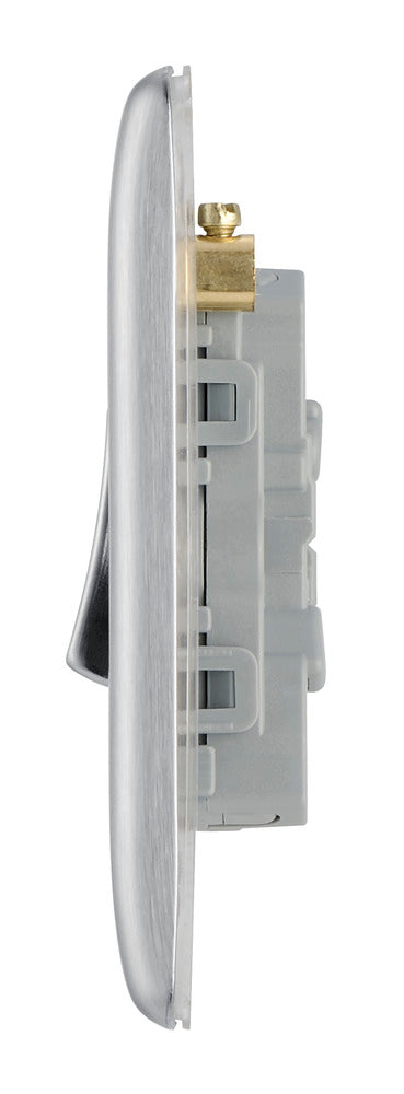 BG NBS15 Nexus Metal Brushed Steel Triple Pole Fan Isolator Switch, 10A
