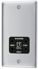 BG NBS20B Nexus Metal Brushed Steel Dual Voltage Shaver Socket
