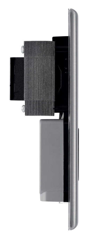 BG NBS20B Nexus Metal Brushed Steel Dual Voltage Shaver Socket