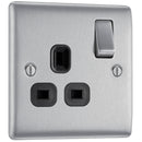 BG NBS21B Nexus Metal Brushed Steel Single Switched 13A Power Socket
