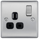 BG NBS21B Nexus Metal Brushed Steel Single Switched 13A Power Socket
