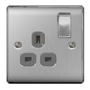 BG NBS21G Nexus Metal Brushed Steel Single Switched 13A Power Socket