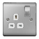 BG NBS21W Nexus Metal Brushed Steel Single Switched 13A Power Socket