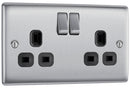 BG NBS22B Nexus Metal Brushed Steel Double Switched 13A Power Socket
