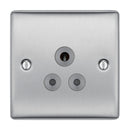 BG NBS29G Nexus Metal Brushed Steel Single Round Pin Unswitched 5A Socket