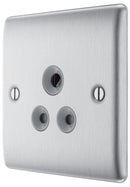 BG NBS29G Nexus Metal Brushed Steel Single Round Pin Unswitched 5A Socket