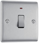 BG NBS31 Nexus Metal Brushed Steel Single Switch, 20A With Power Indicator