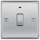 BG NBS31 Nexus Metal Brushed Steel Single Switch, 20A With Power Indicator