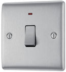 BG NBS31 Nexus Metal Brushed Steel Single Switch, 20A With Power Indicator