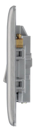 BG NBS31 Nexus Metal Brushed Steel Single Switch, 20A With Power Indicator